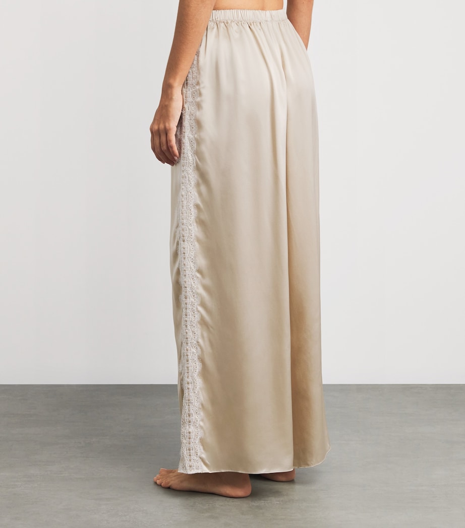 TORLOWEI Womens Silk Patsy Pyjama Trousers Oyster/white Image 3