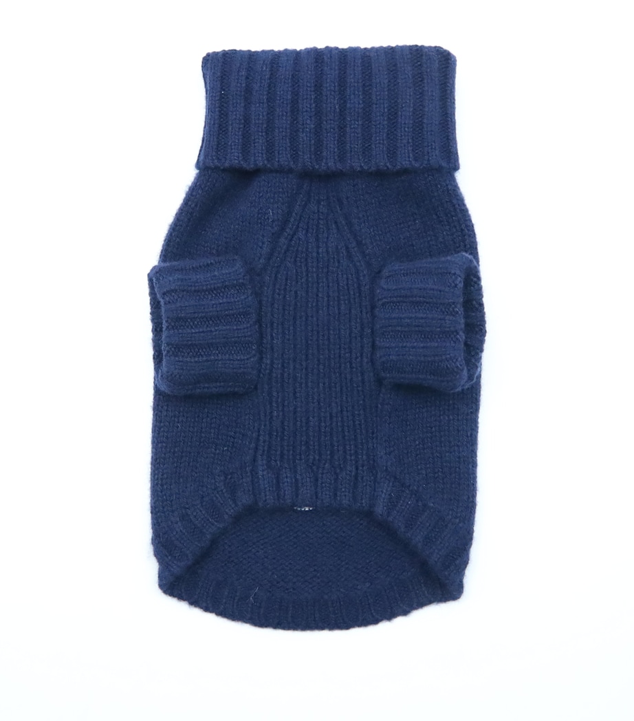 Wool-Cashmere Polo Bear Dog Sweater (S) HUNTER NAVY Image 2