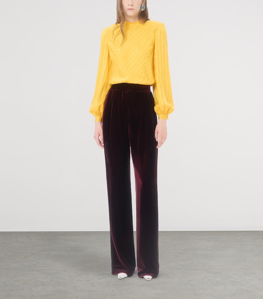 Valentino Womens Velvet Wide-Leg Trousers Image 2