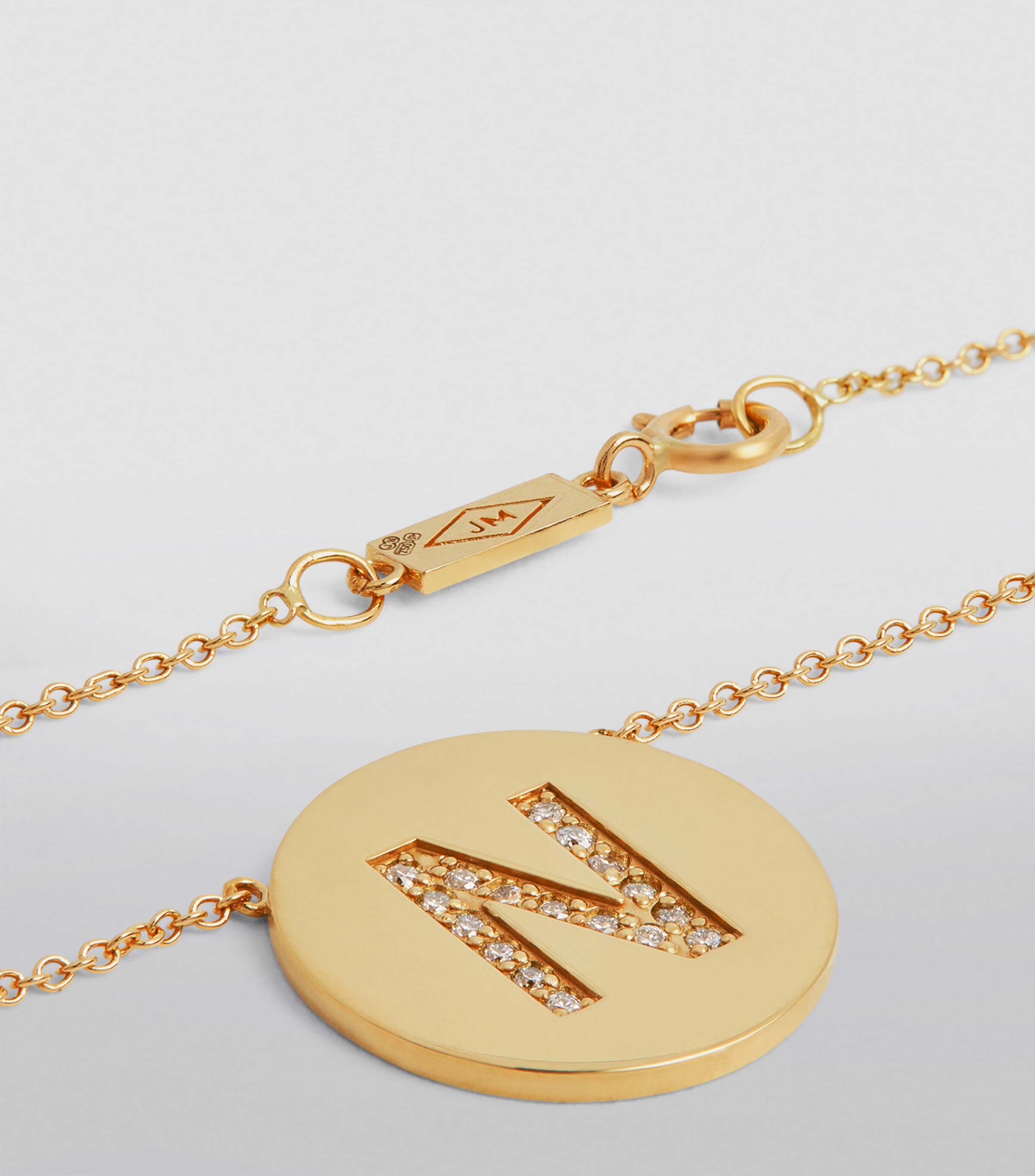 Jennifer Meyer Yellow Gold and Diamond Letter Disc N Necklace Yellow Gold Image 5