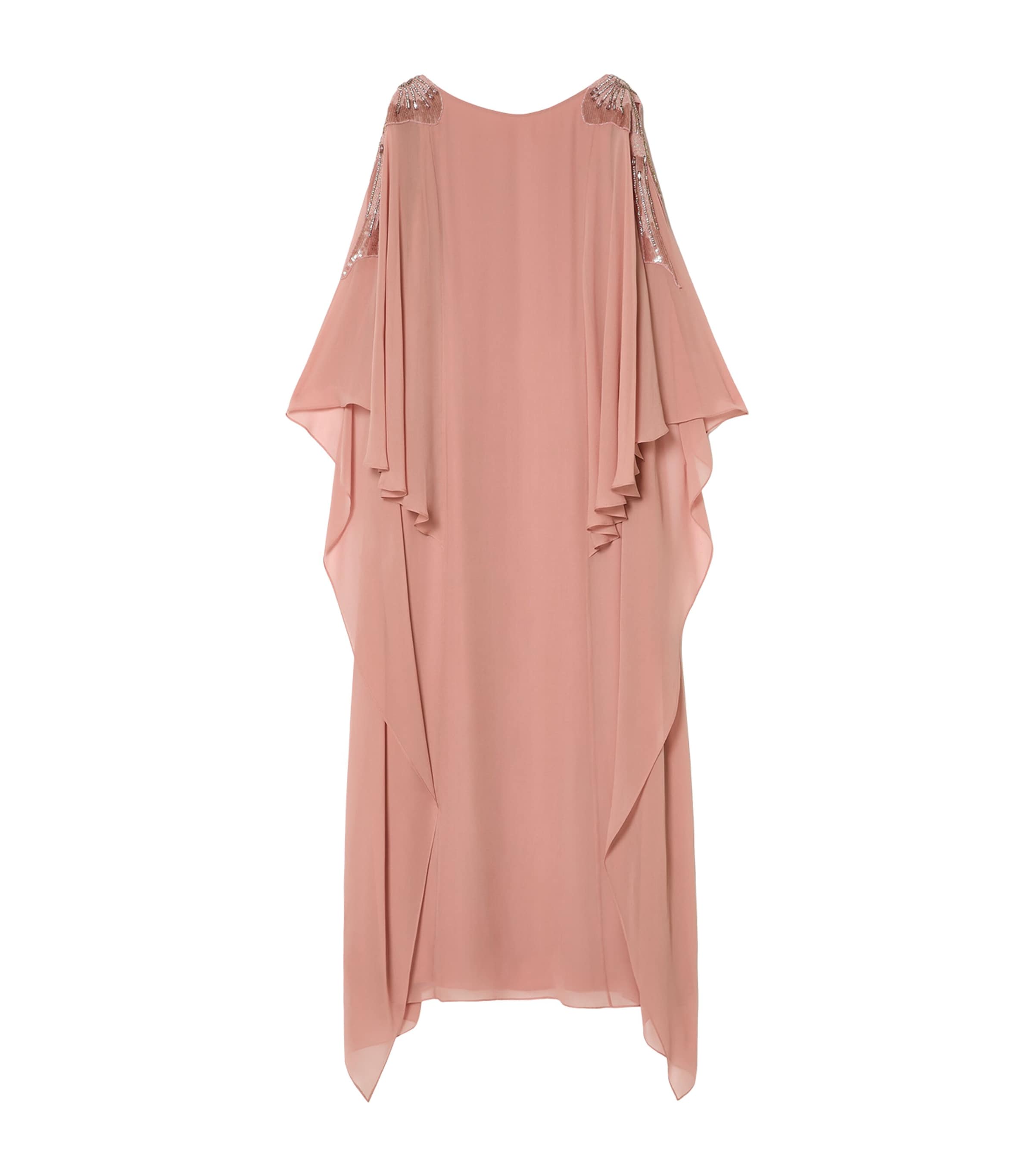 Marina Rinaldi Womens Embellished Caped Gown Antique Rose Image 1