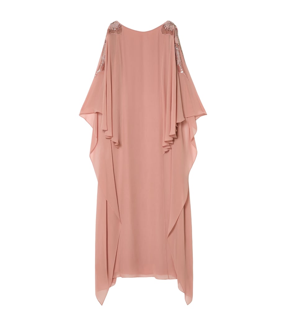 Marina Rinaldi Womens Embellished Caped Gown Antique Rose Image 1