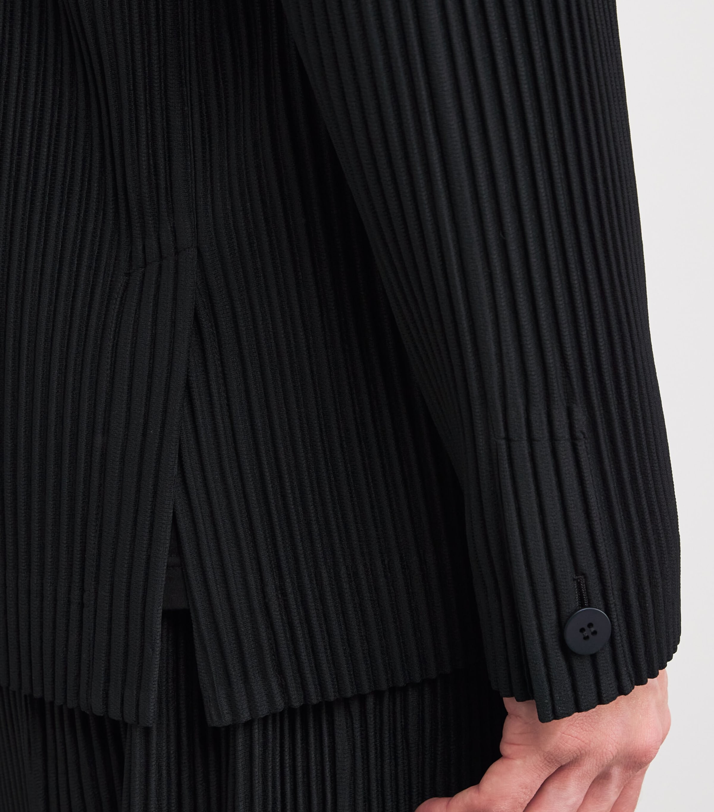 Homme Plissé Issey Miyake Black Pleated Double-Breasted Blazer
