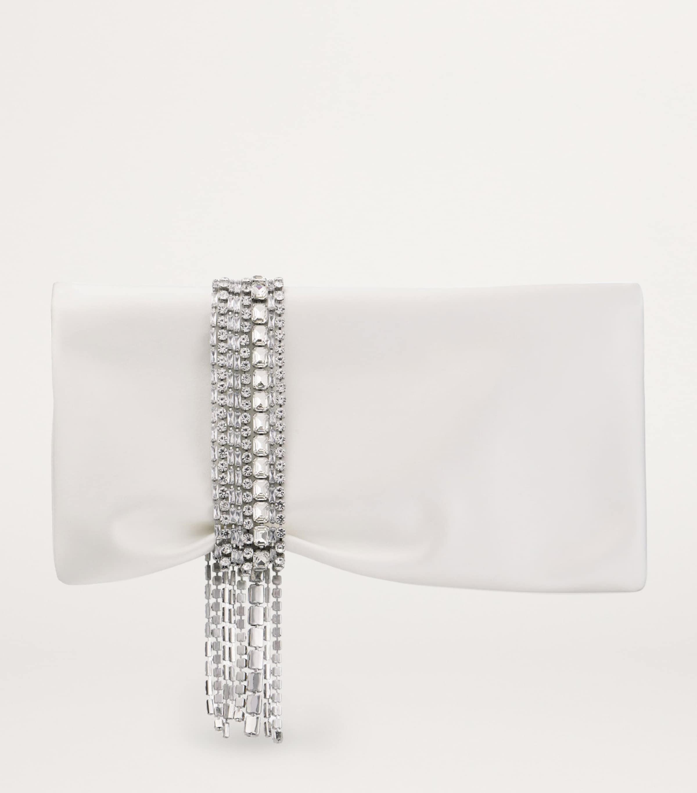 Zandra Satin Clutch Bag IVORY/SILVER Image 2
