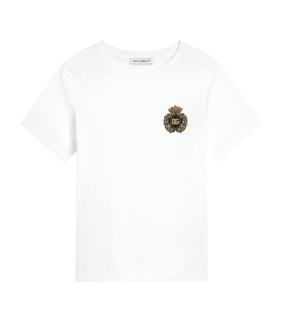 Dolce&Gabbana Kids Cotton Logo-Patch T-Shirt (8-12+ Years) Optical White Image 1