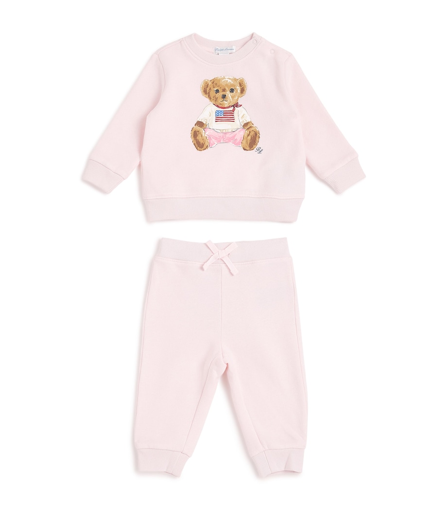Cotton-Blend Bear Sweatshirt and Sweatpants Set (3-24 Months) PINK Image 1