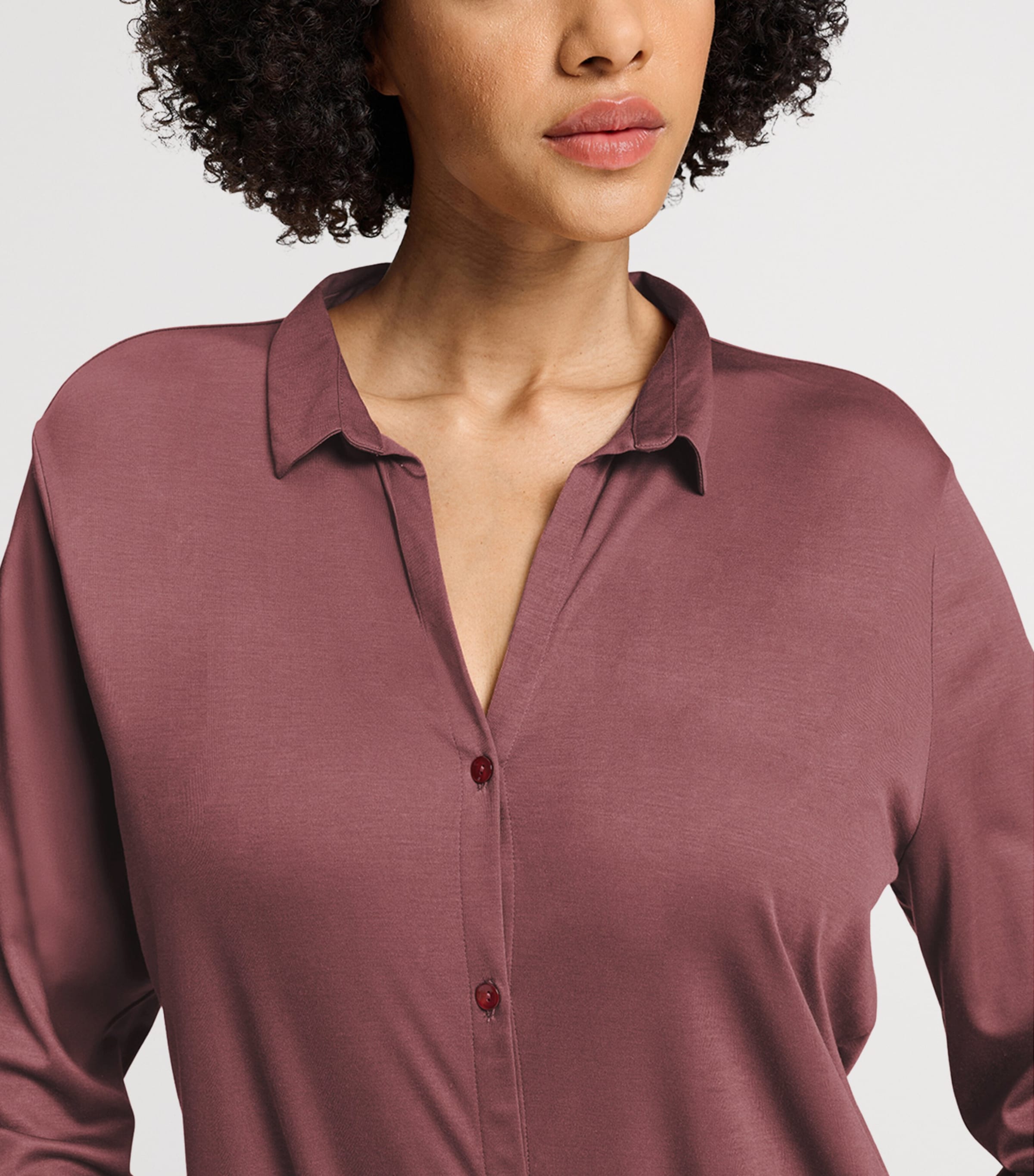 Hanro Womens Modal-Silk Grand Central Pyjama Shirt Apple Butter Image 6