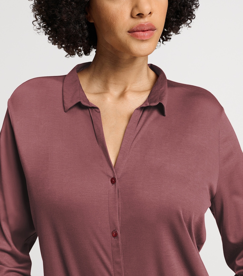 Hanro Womens Modal-Silk Grand Central Pyjama Shirt Apple Butter Image 6