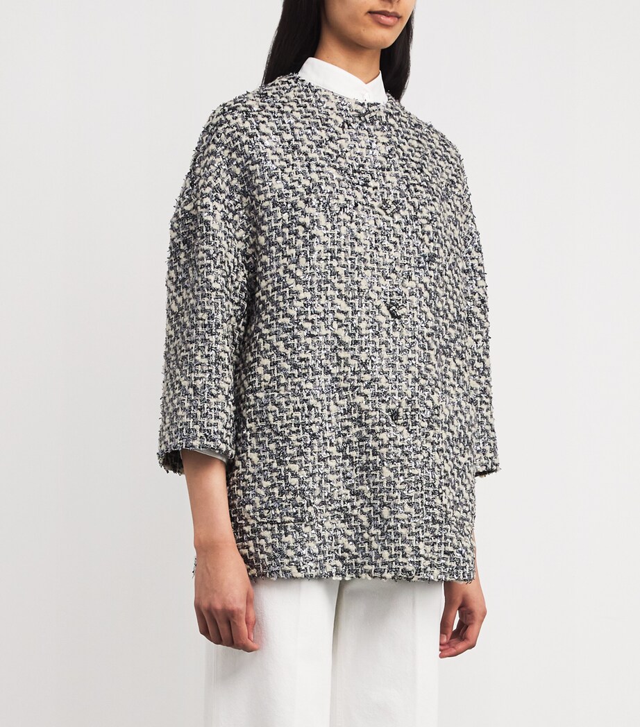 NOMADISSEM Womens Tweed Cropped-Sleeve Jacket Melange Image 3