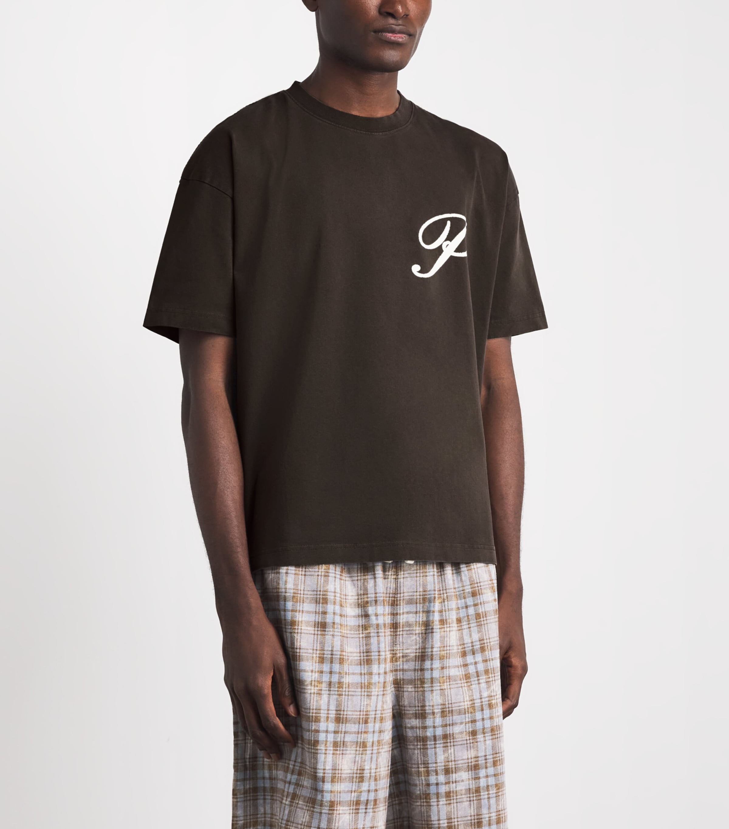 Picante Mens Organic Cotton Gallery Logo T-Shirt Brown Image 4