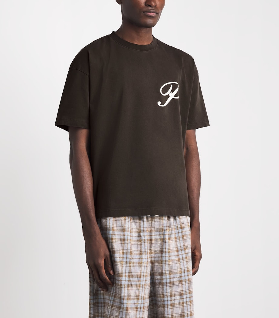 Picante Mens Organic Cotton Gallery Logo T-Shirt Brown Image 4