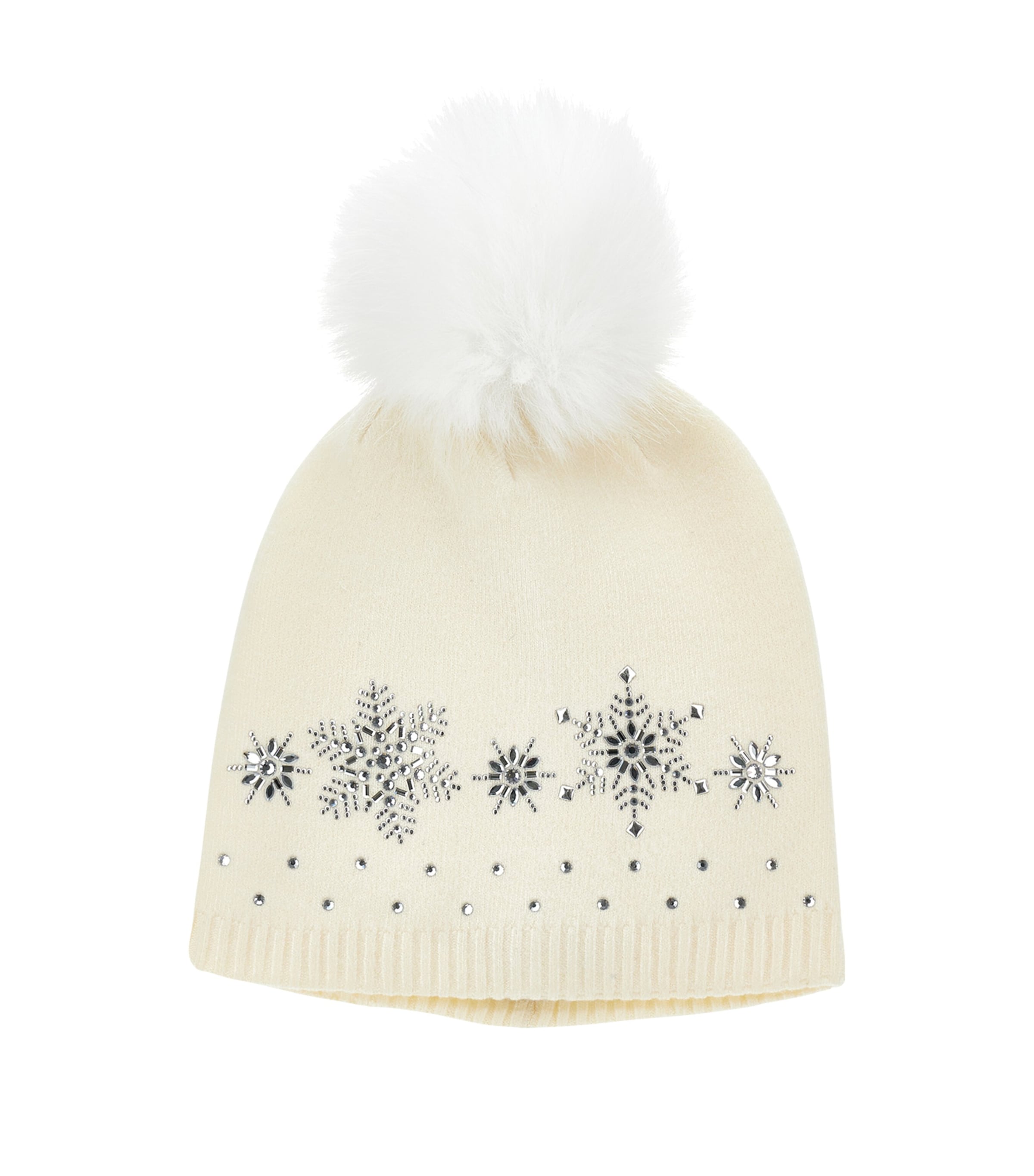 Monnalisa Kids' Snowflake Pattern Beanie In Neutral