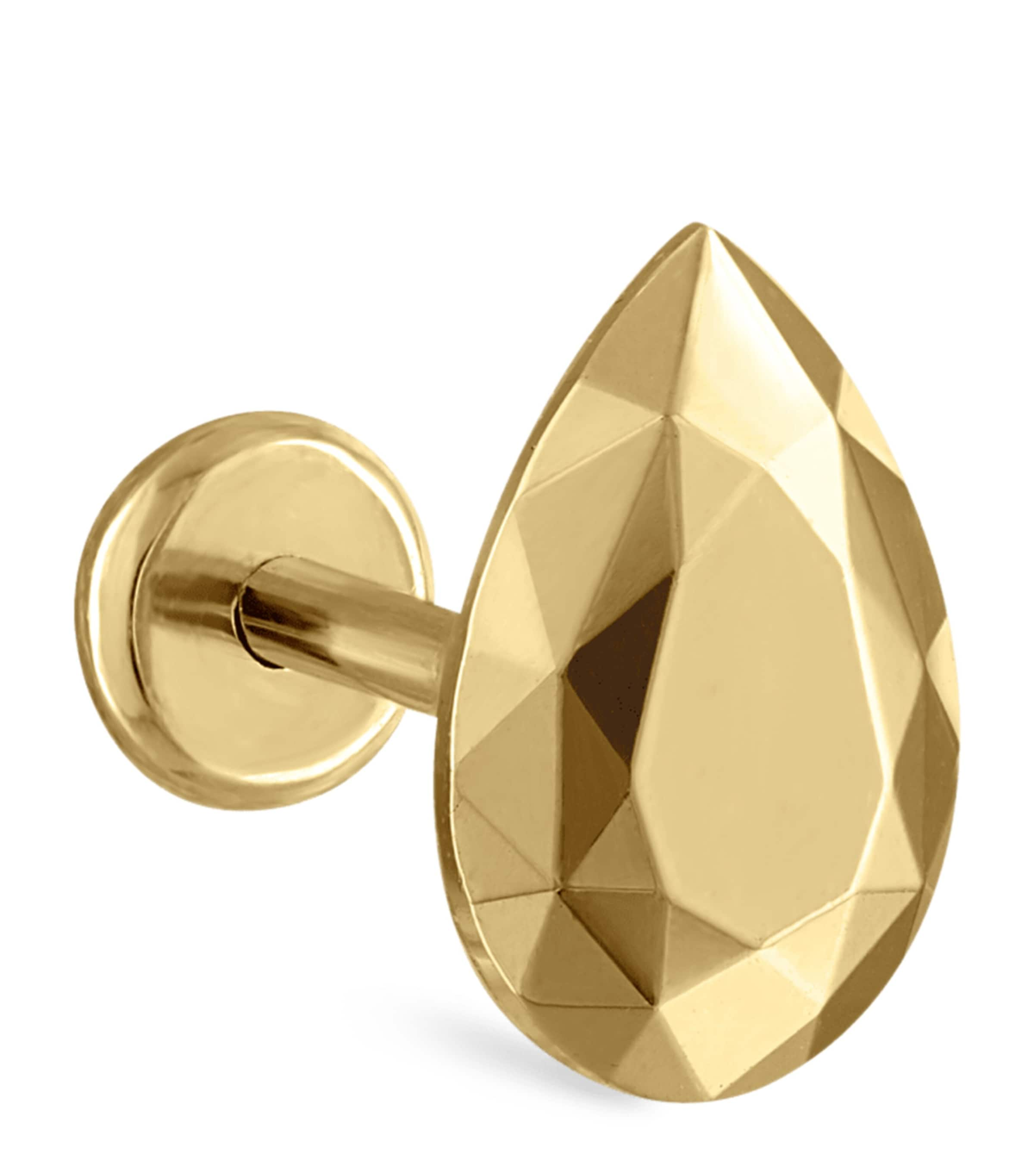 Maria Tash Faceted Pear Threaded Stud Earring In Gold