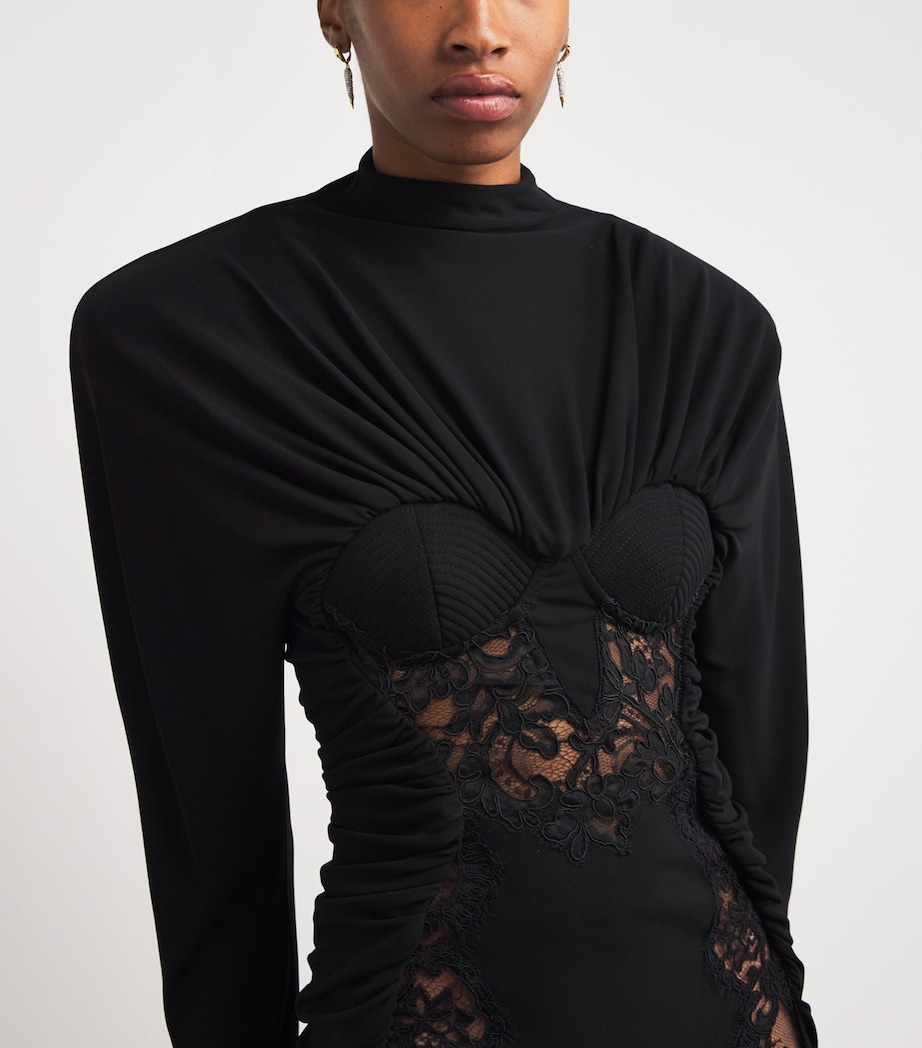 Lace-Detail Mini Dress 1000 BLACK Image 6