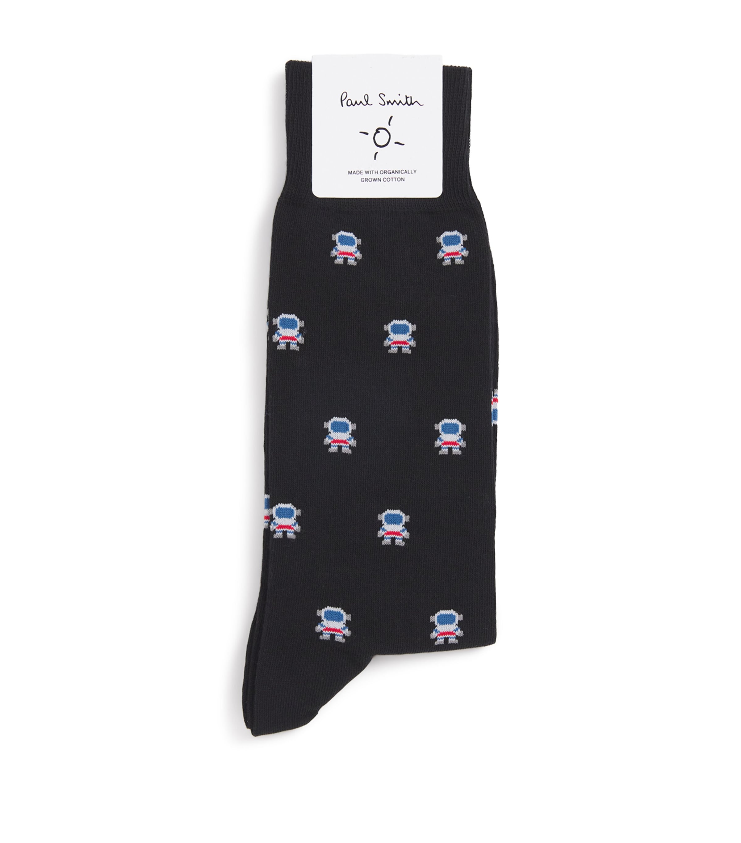 Paul Smith Organic Cotton-blend Astronaut Socks In Black
