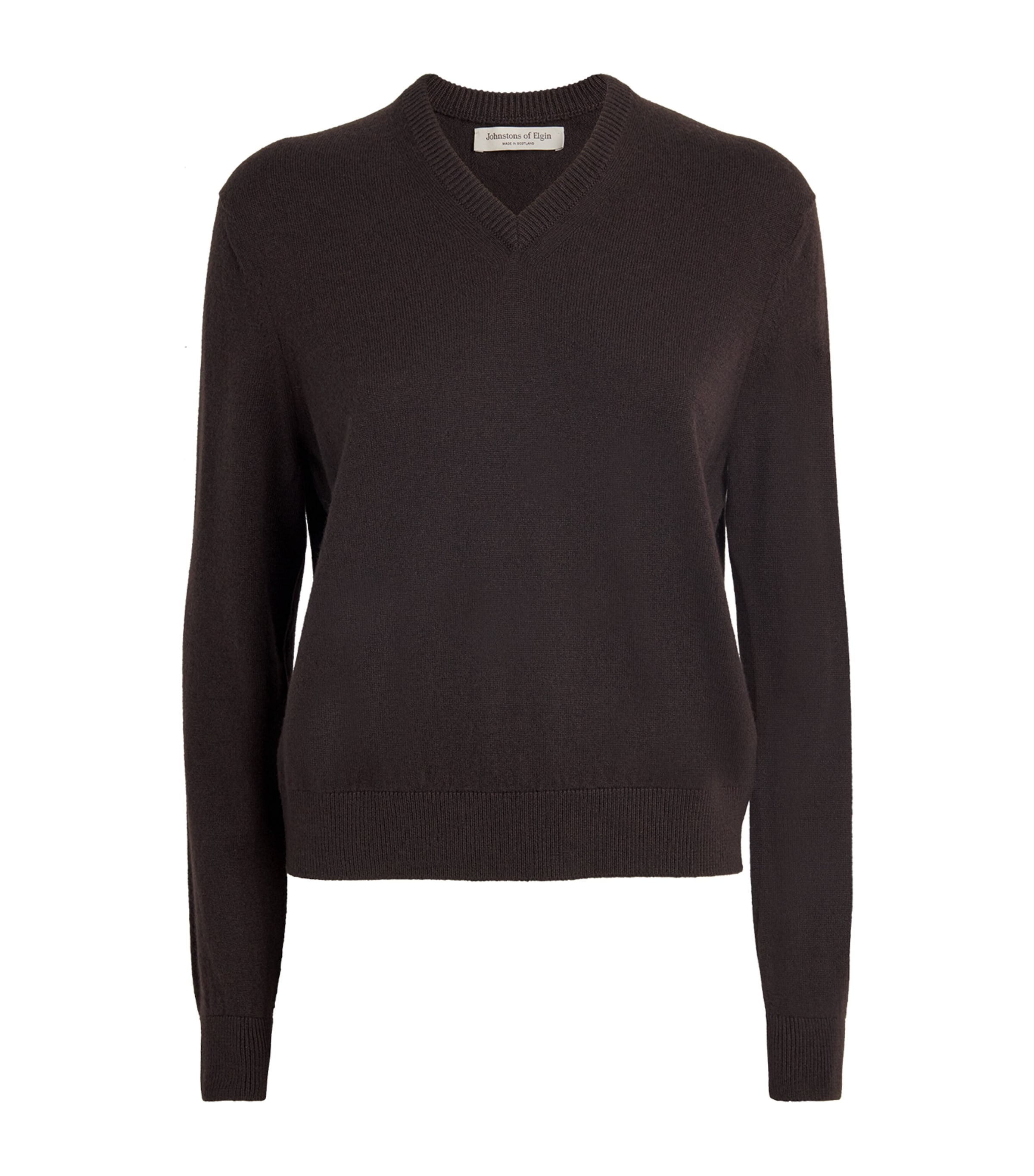 Johnstons Of Elgin Cashmere V-neck Sweater In Brown