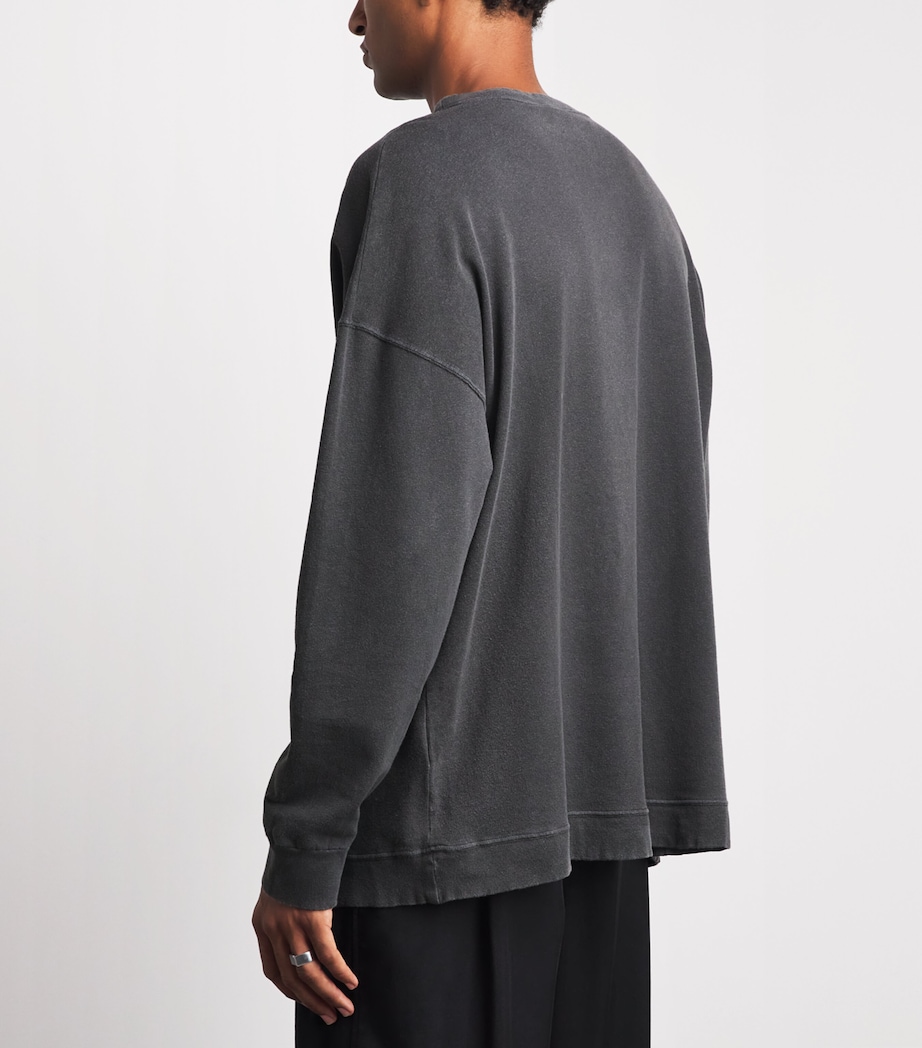 Our Legacy Mens Cotton-Linen-Blend Slack Sweatshirt Washed Blk Rgu Lopbk Image 5