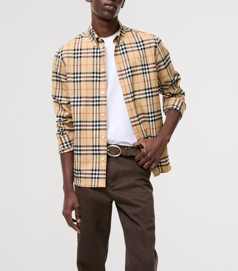 Burberry Mens Cotton Check Shirt Sand Ip Check Image 2
