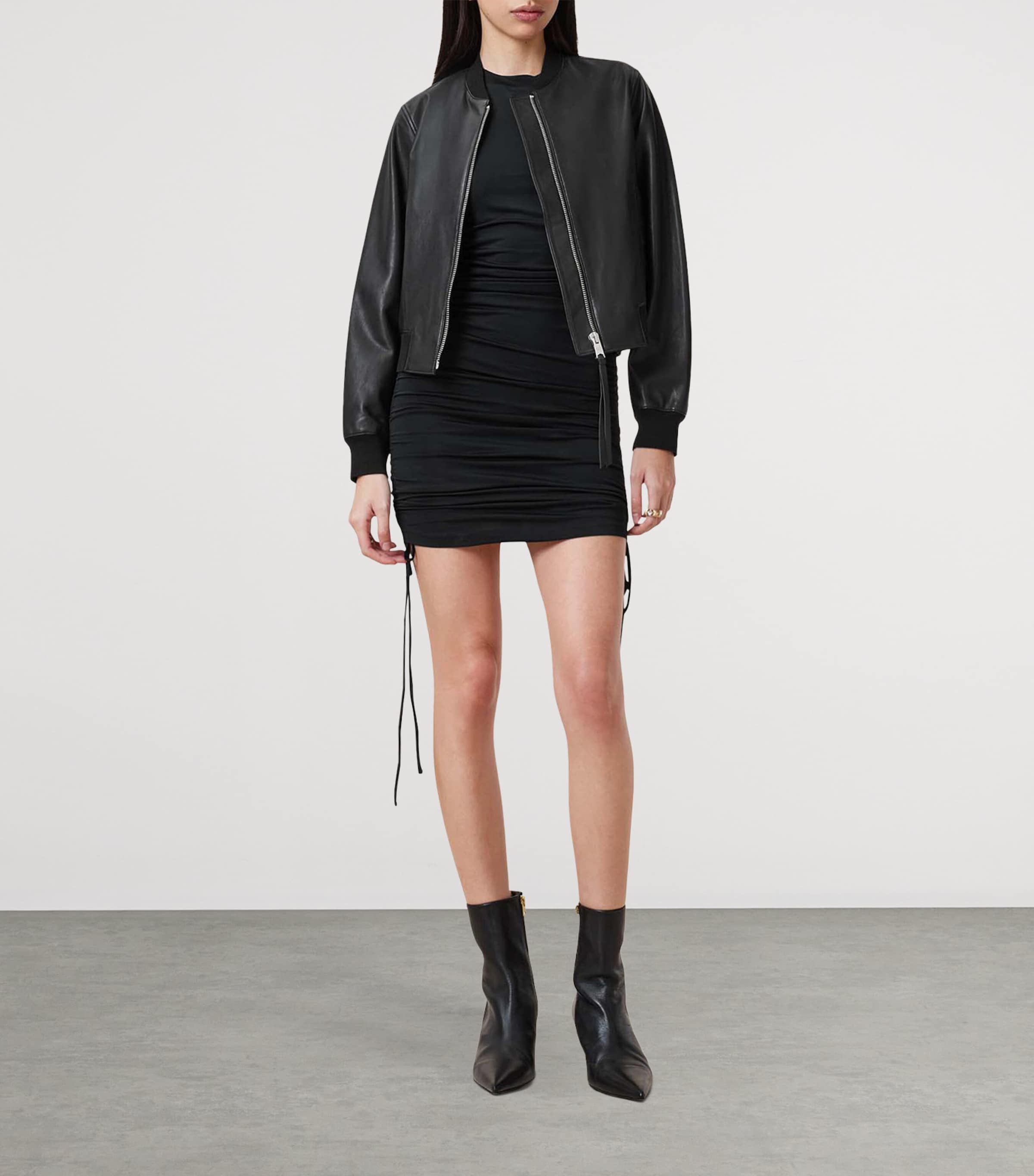 Leather Orten Bomber Jacket BLACK Image 2