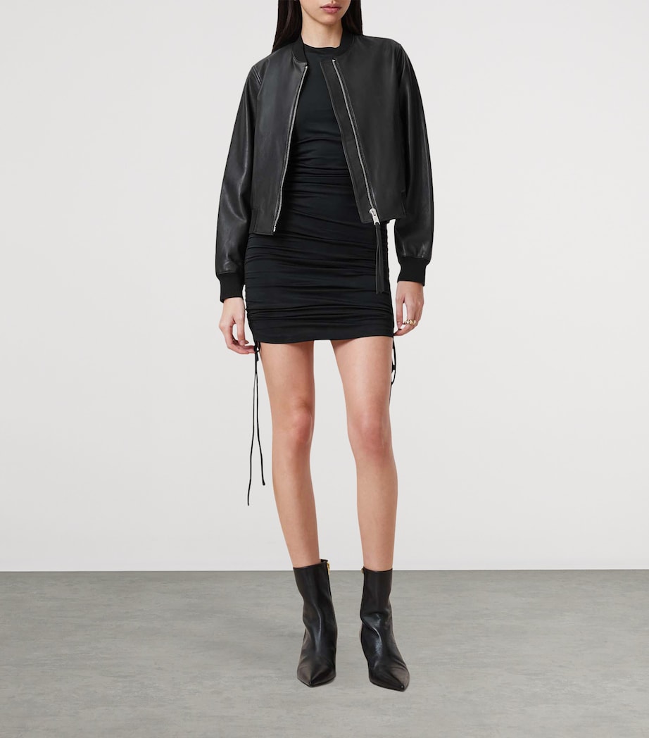 Leather Orten Bomber Jacket BLACK Image 2