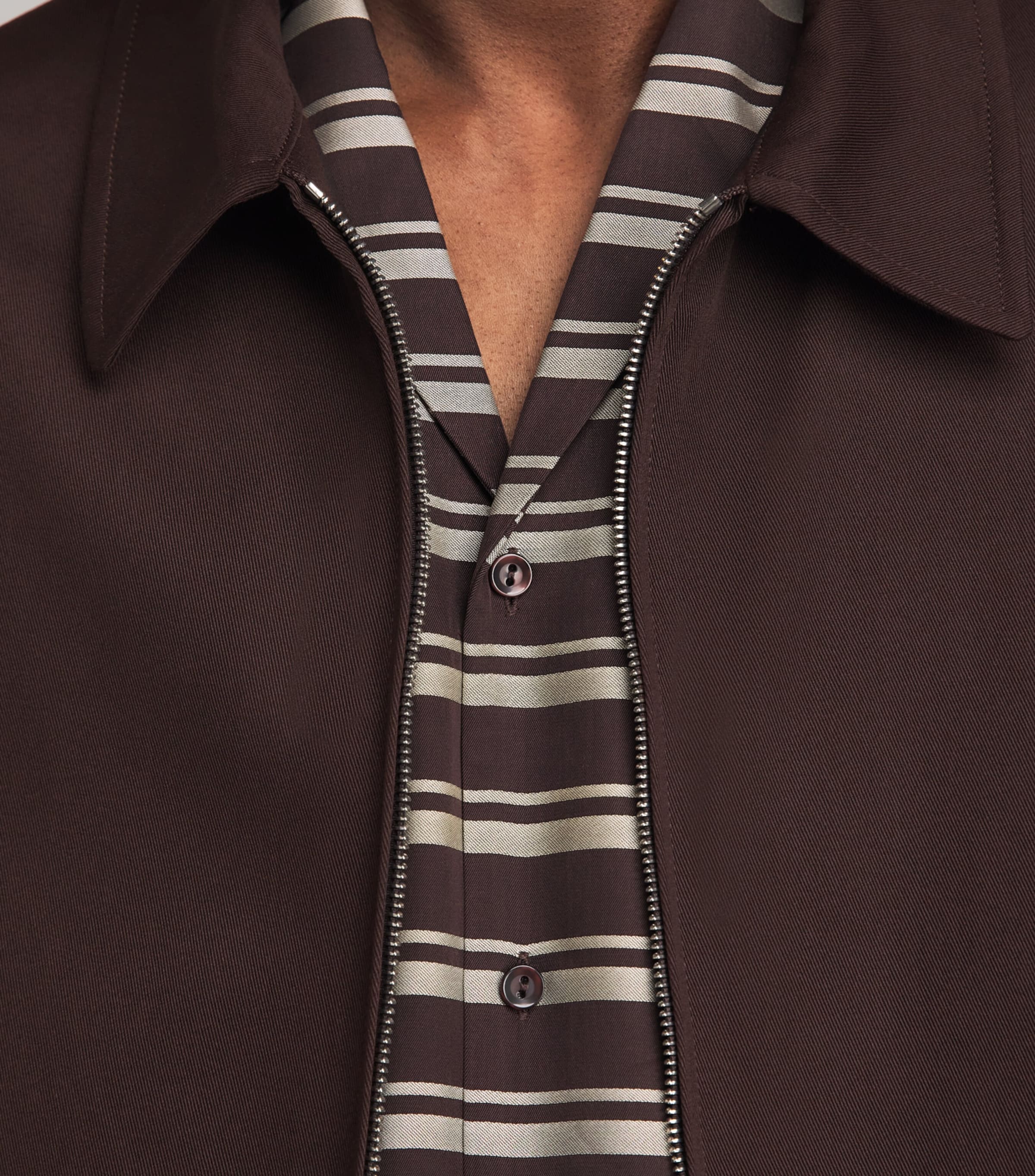 Sandro Paris Mens Cotton Collared Jacket Chocolate Image 3