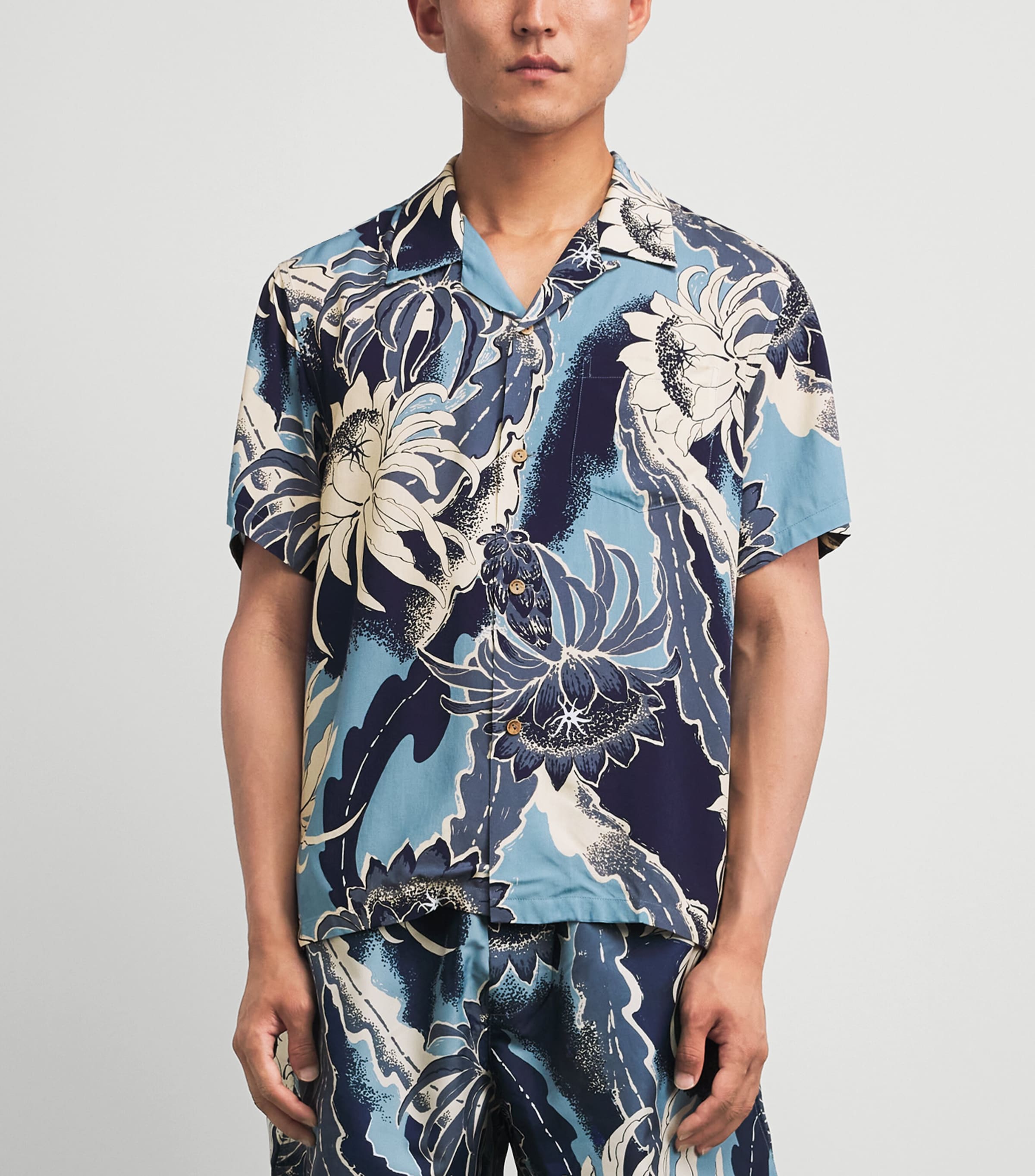JW Anderson Mens Floral Print Shirt Sapphire Image 4