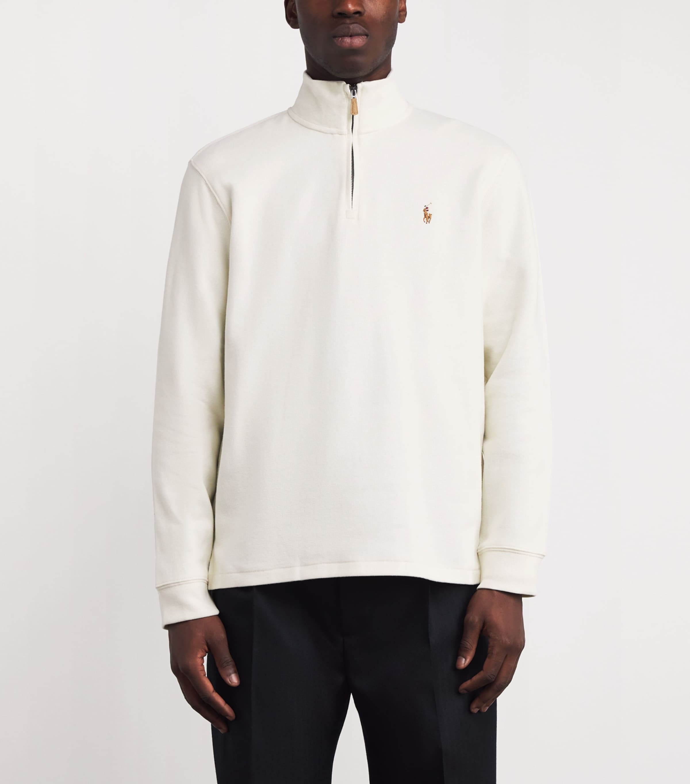 Cotton Logo Quarter-Zip Sweater PARCHMENT CREAM Image 3