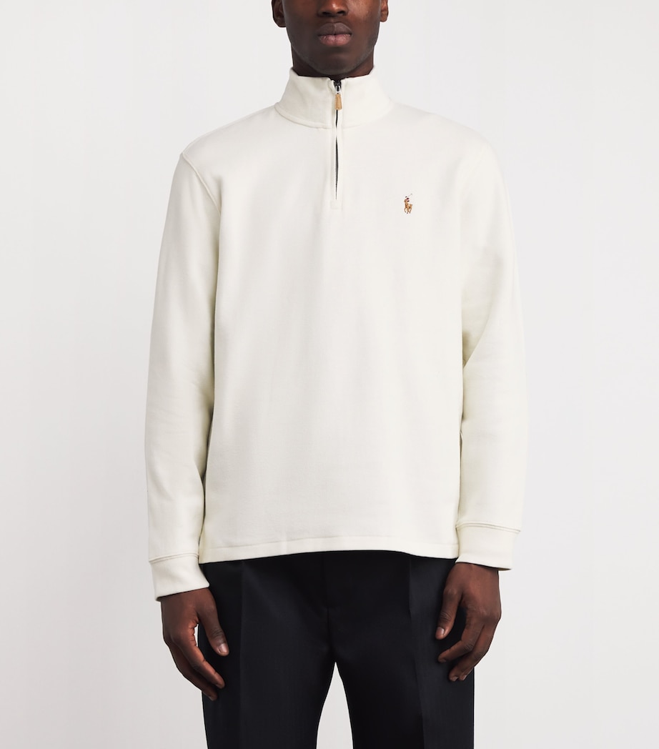 Cotton Logo Quarter-Zip Sweater PARCHMENT CREAM Image 3