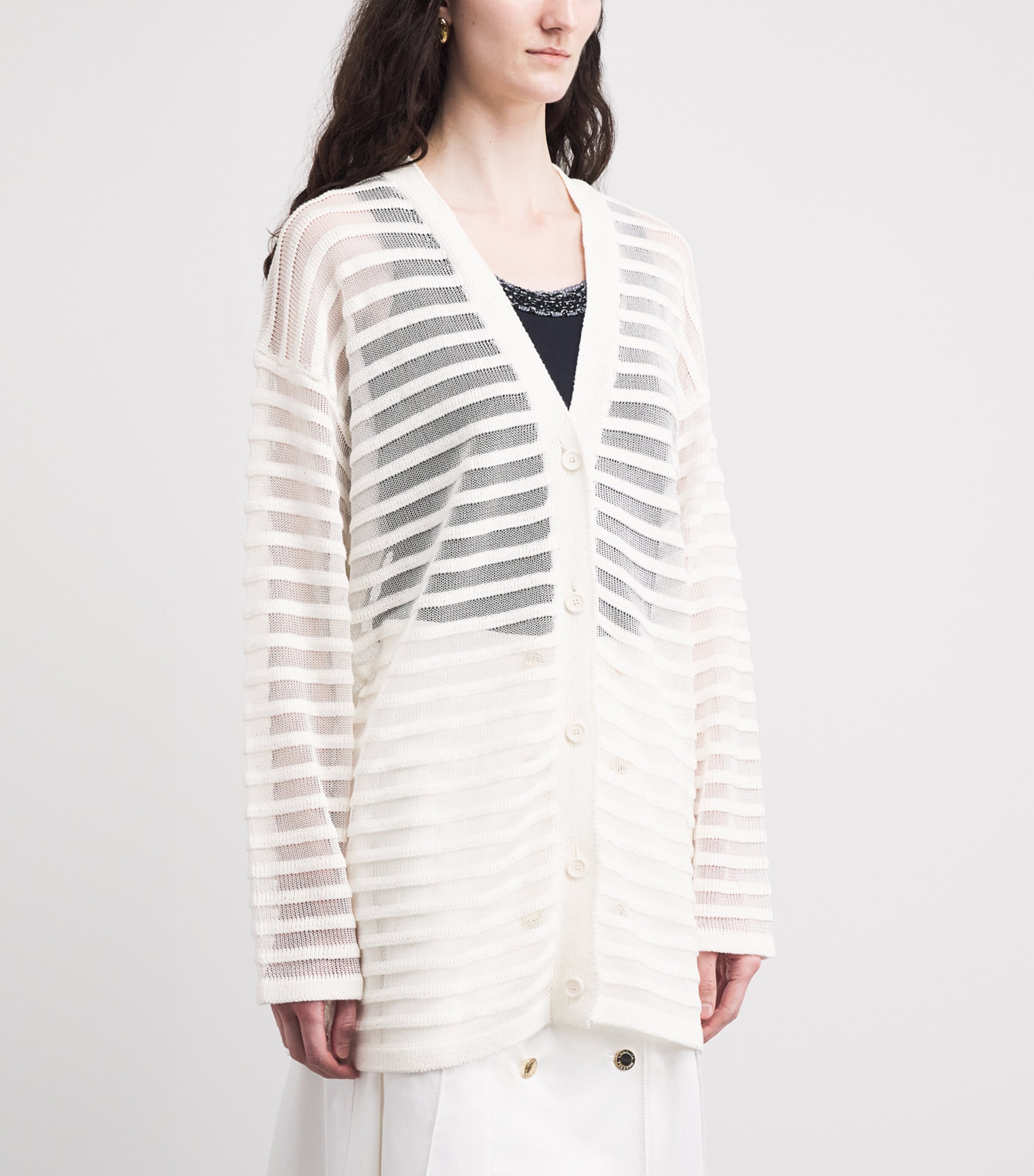 Fabiana Filippi Womens Cotton-Blend Cardigan Bianco Image 4