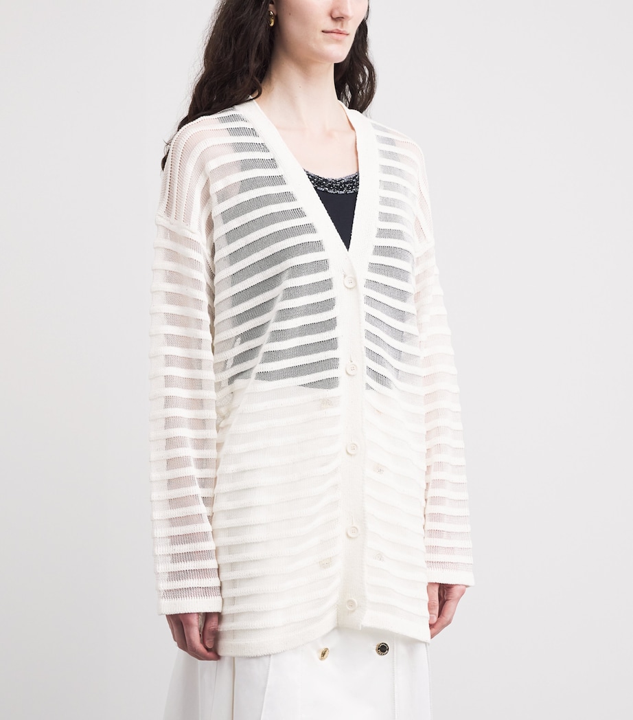 Fabiana Filippi Womens Cotton-Blend Cardigan Bianco Image 4