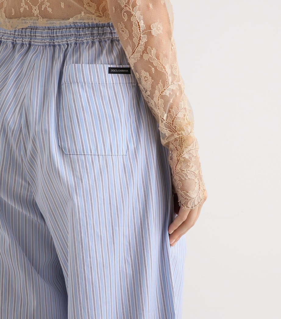 Dolce&Gabbana Womens Cotton-Silk Stripe Trousers Stri Image 5