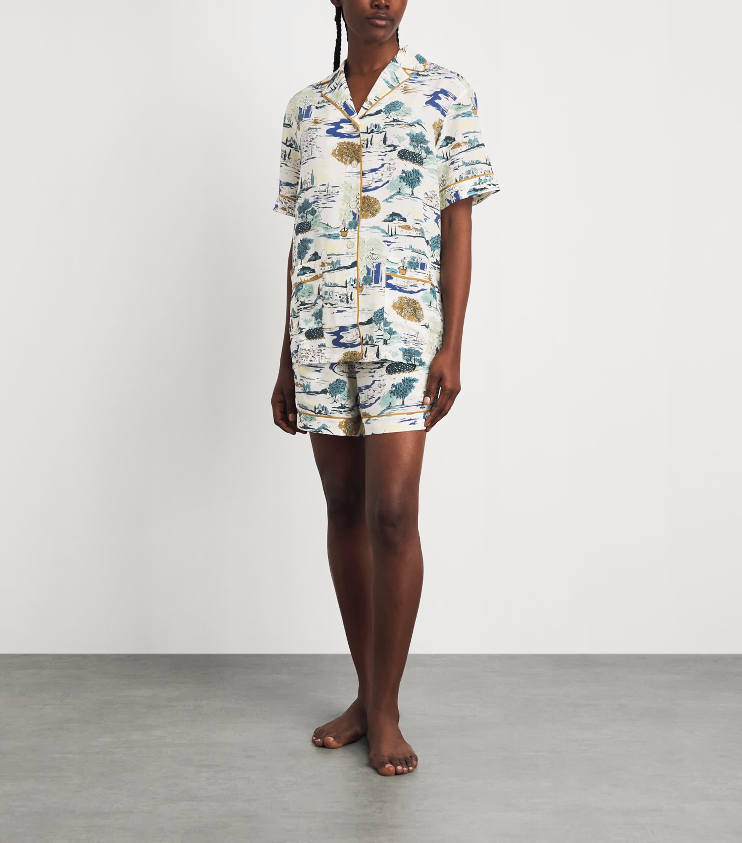 Olivia von Halle Womens Silk Ingo Landscapes Pyjama Set Cadaques Image 2
