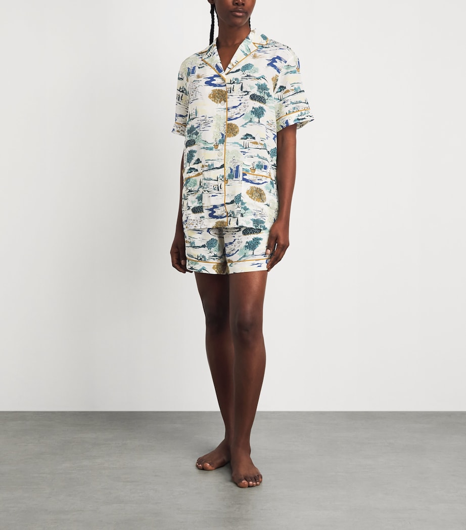 Olivia von Halle Womens Silk Ingo Landscapes Pyjama Set Cadaques Image 2