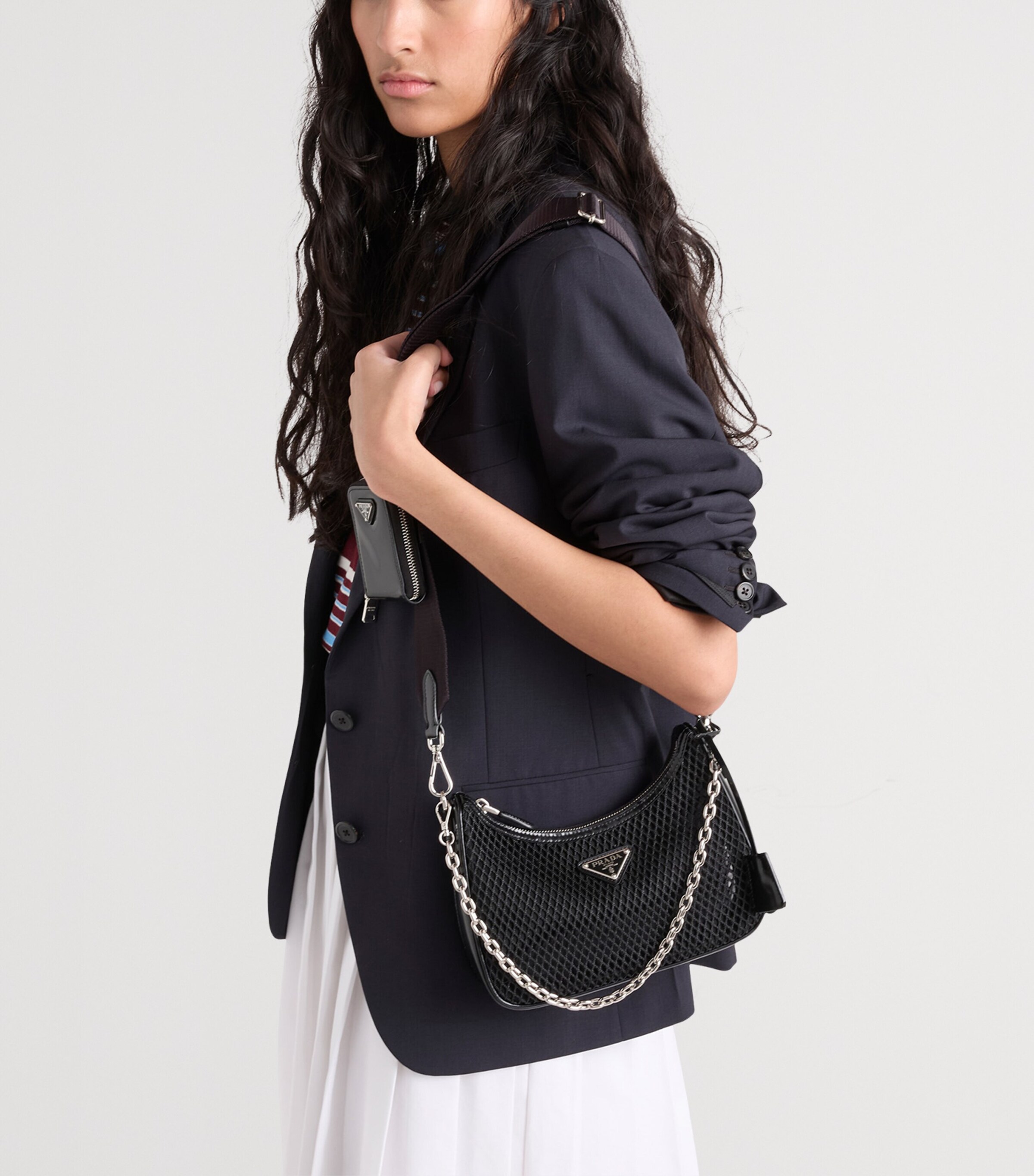Prada Mesh Re-Edition 2005 Shoulder Bag Black Image 3