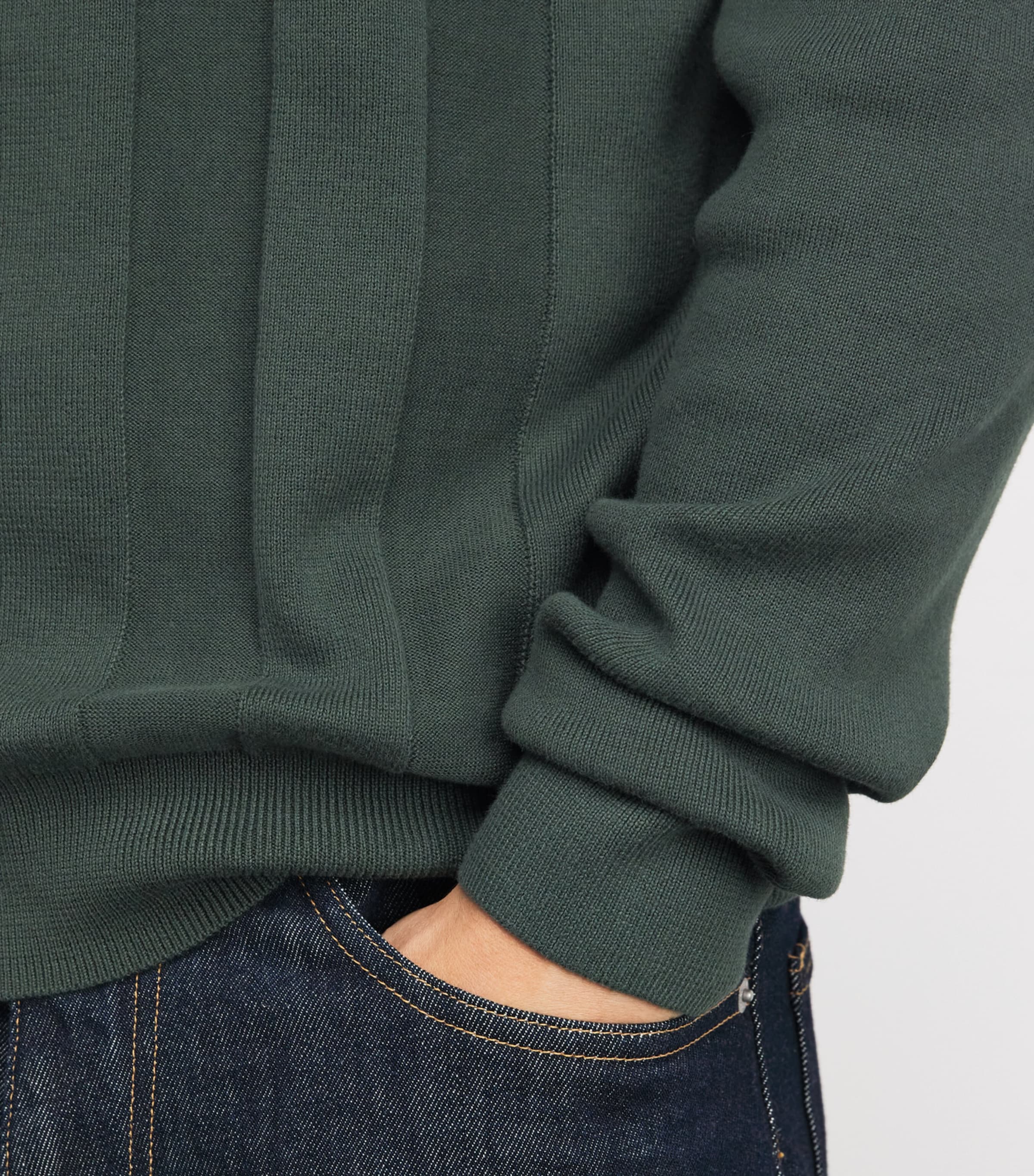 Cotton Zip-Up Polo Shirt X89 COURT GREEN Image 6