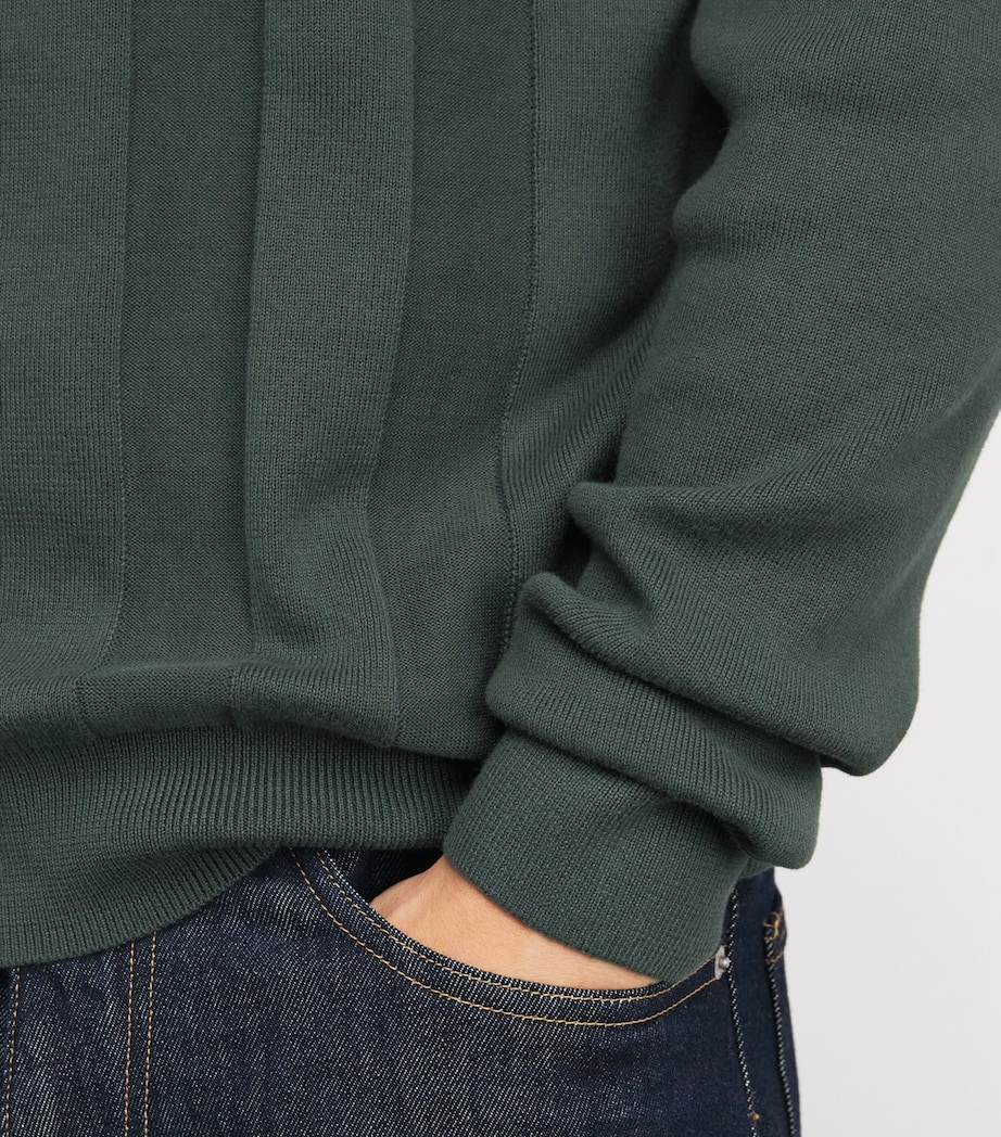 Cotton Zip-Up Polo Shirt X89 COURT GREEN Image 6