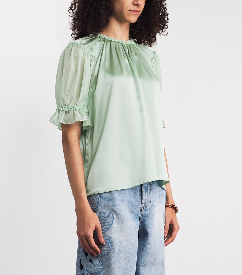 Ulla Johnson Womens Silk Alina Blouse Celadon Image 4