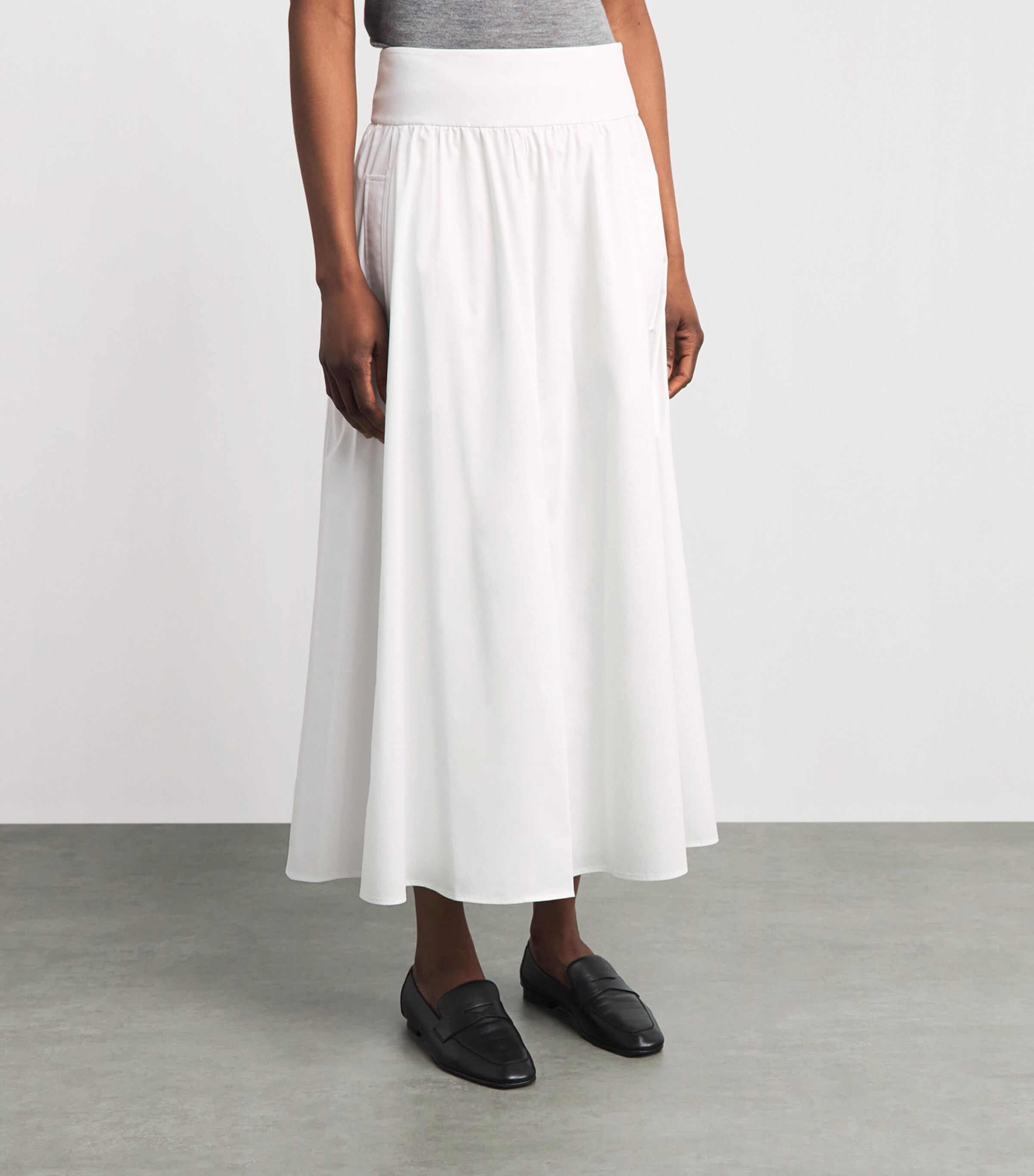 Theory Womens Poplin Midi Skirt White Image 4