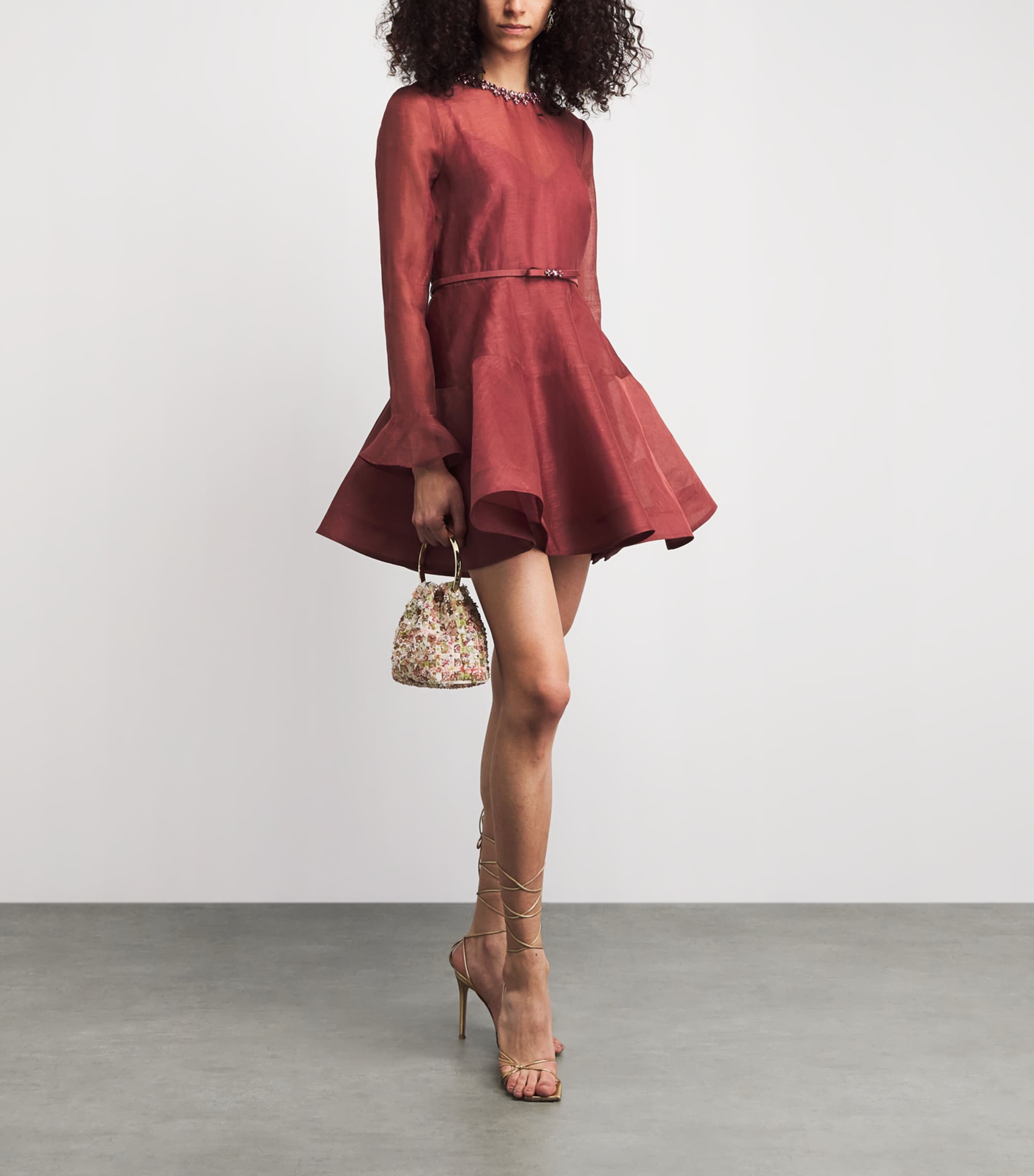 Zimmermann Womens Linen-Silk Alchemy Mini Dress Lipstick Image 2