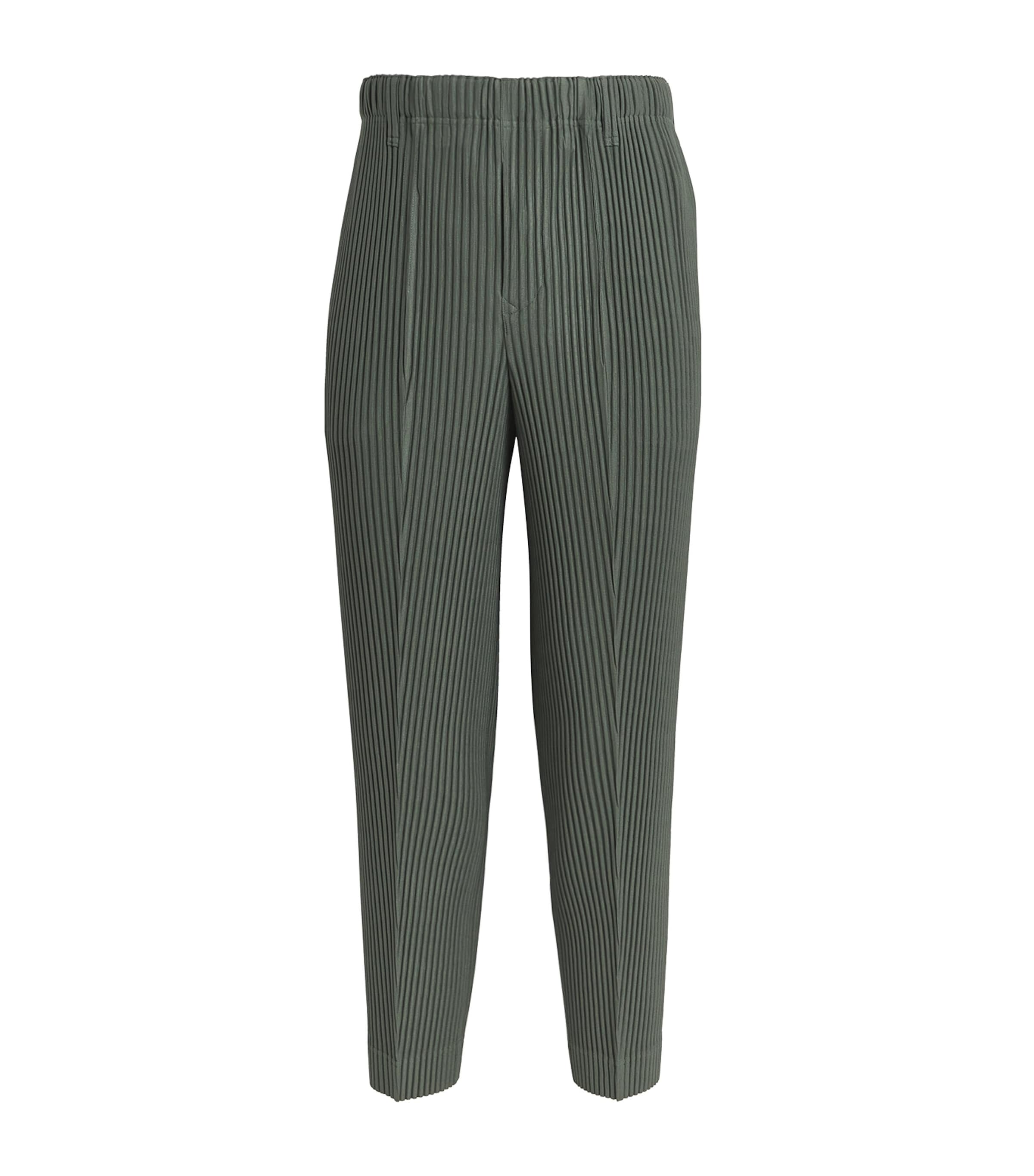 Shop Issey Miyake Pleated Straight Trousers In Green