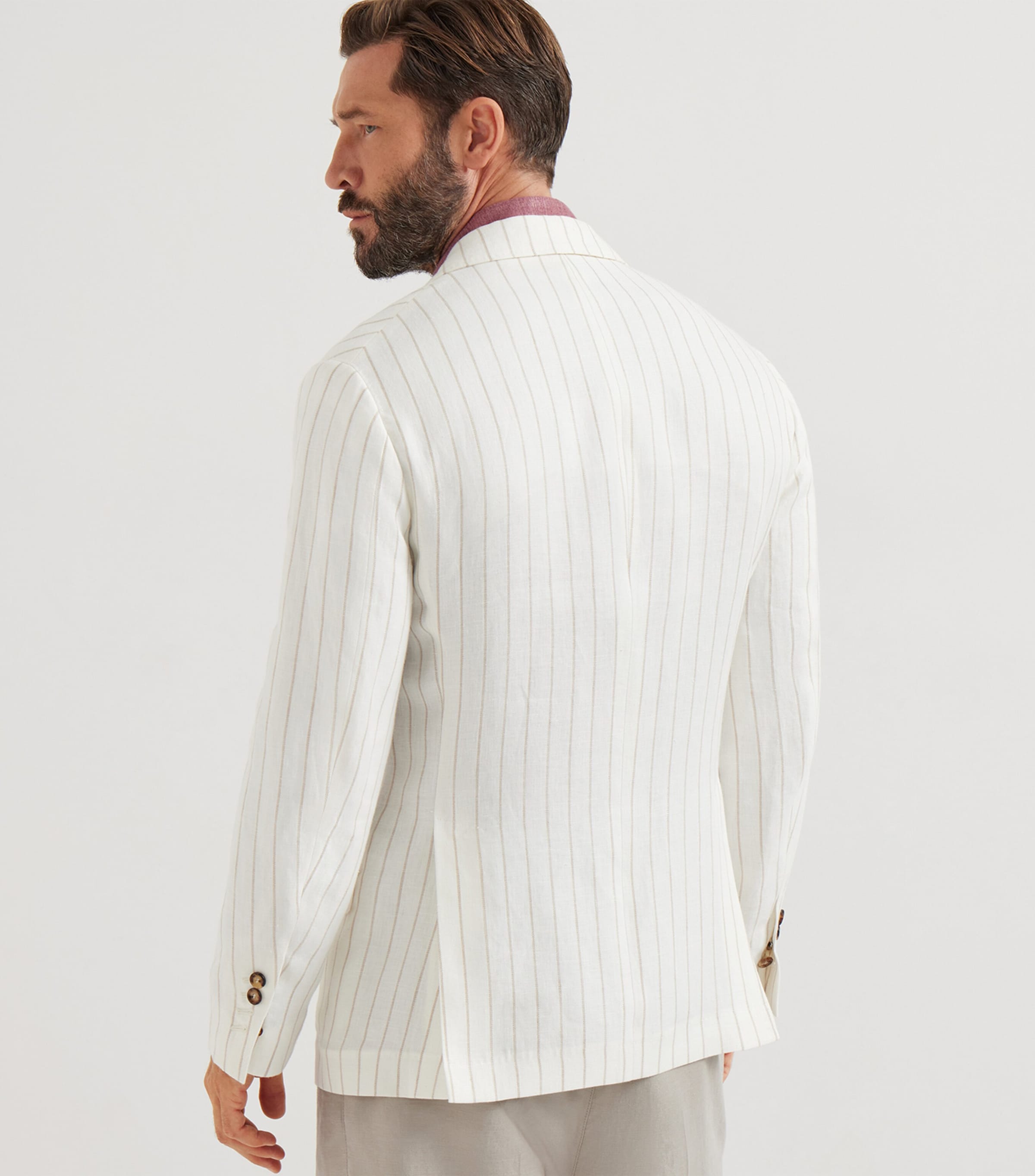 Linen Stripe Deconstructed Cavallo Blazer C6190 Image 5