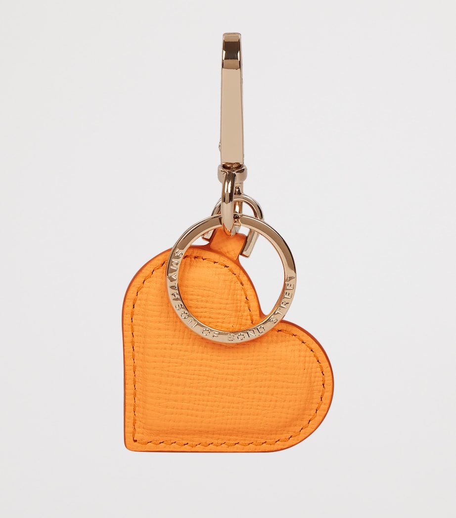 Smythson Calfskin Panama Heart Keyring L Orange Image 2