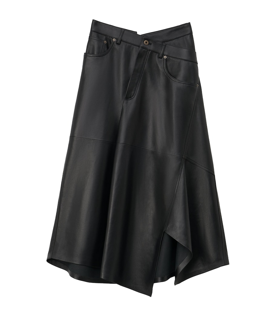 Cotton Asymmetric Midi Skirt BLACK Image 1