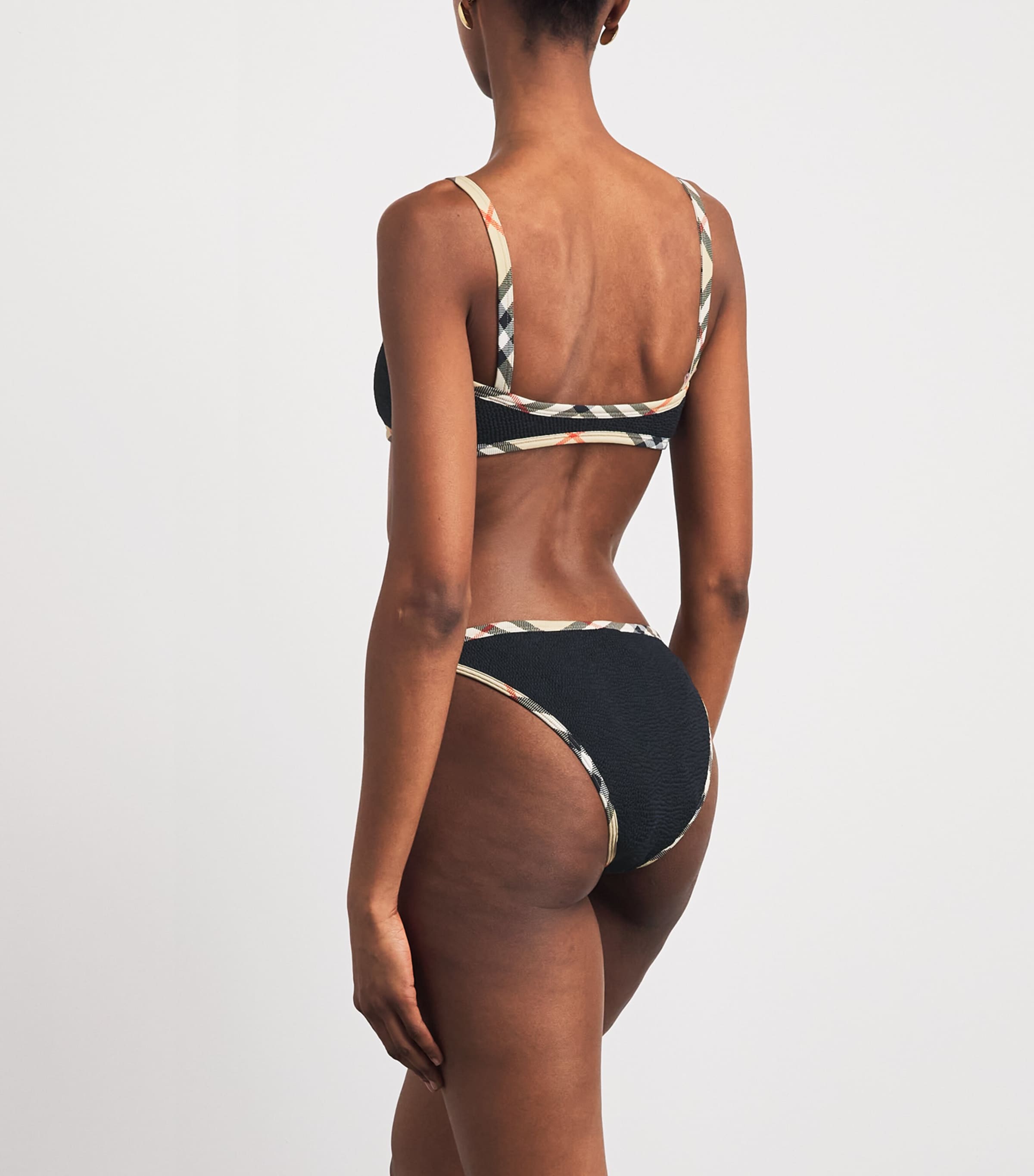 Burberry x Hunza G Womens x Burberry Check-Trim Tyler Bikini Black Image 3