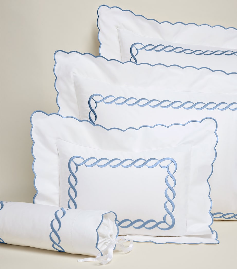 Pratesi Treccia Oxford Pillowcase (30cm x 40cm) Wht/medium Blue Image 2