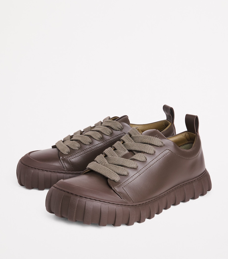 AMI Paris Leather Tempo Sneakers Olive Image 3