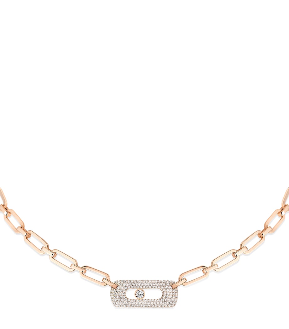 Rose Gold and Diamond Move Link Necklace PINK GOLD Image 1