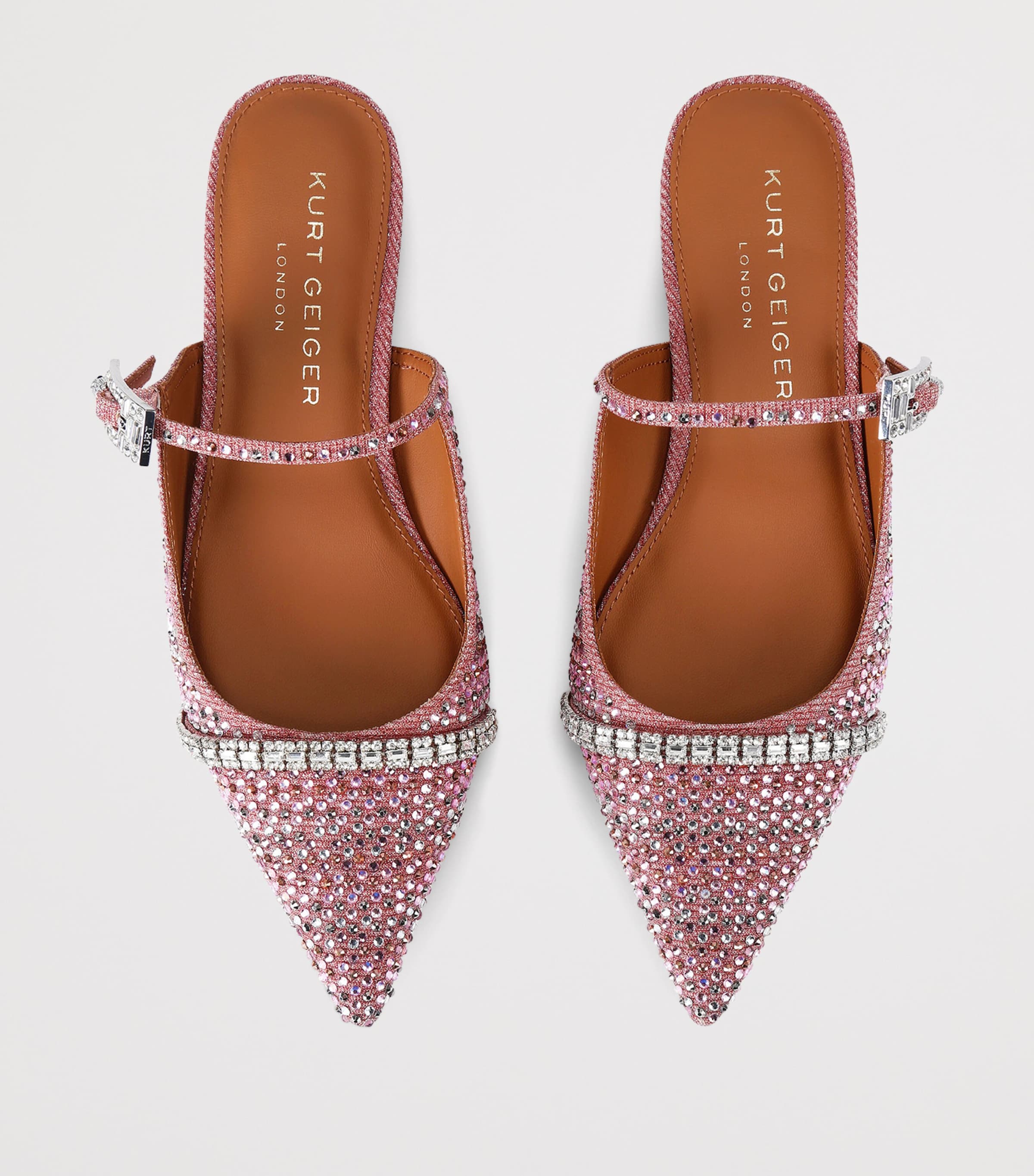 Kurt Geiger London Embellished Strass Flat Mules Pink Image 4