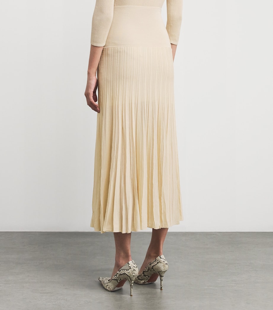 Crepe Pleated Knit Midi Skirt 90 LBLIGHT BEIGE Image 4