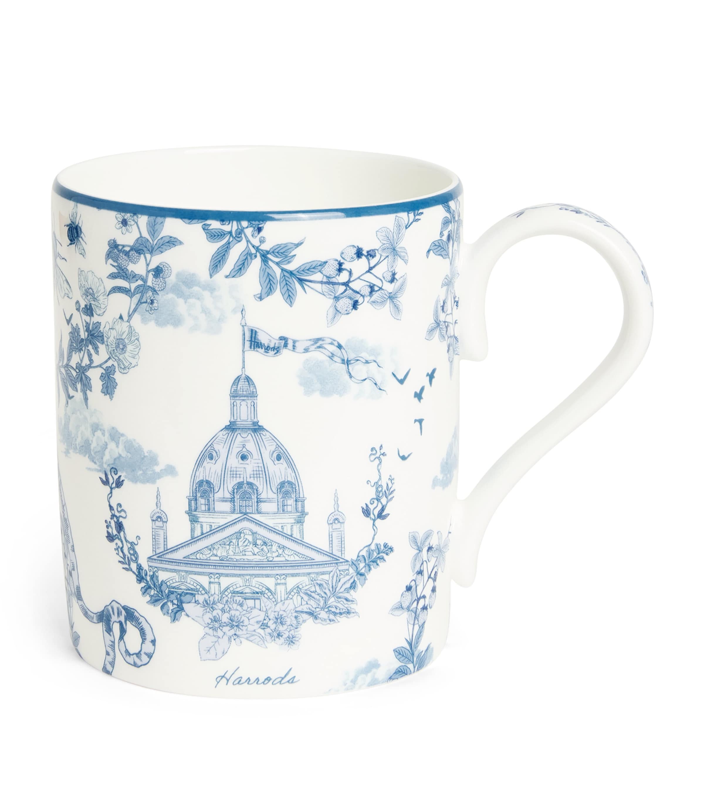 Harrods Bone China Toile Mug In Blue